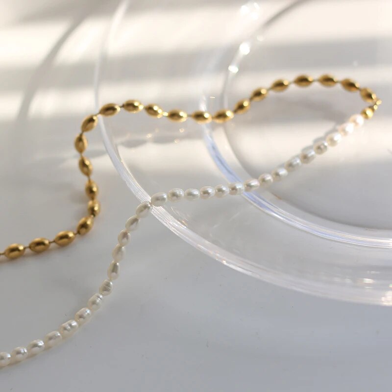 Collier-de-Perles-promenales-en-Acier-Inoxydable-Plaqu-Or-pour-Femme-Perle-d-Eau-Douce-Bijoux