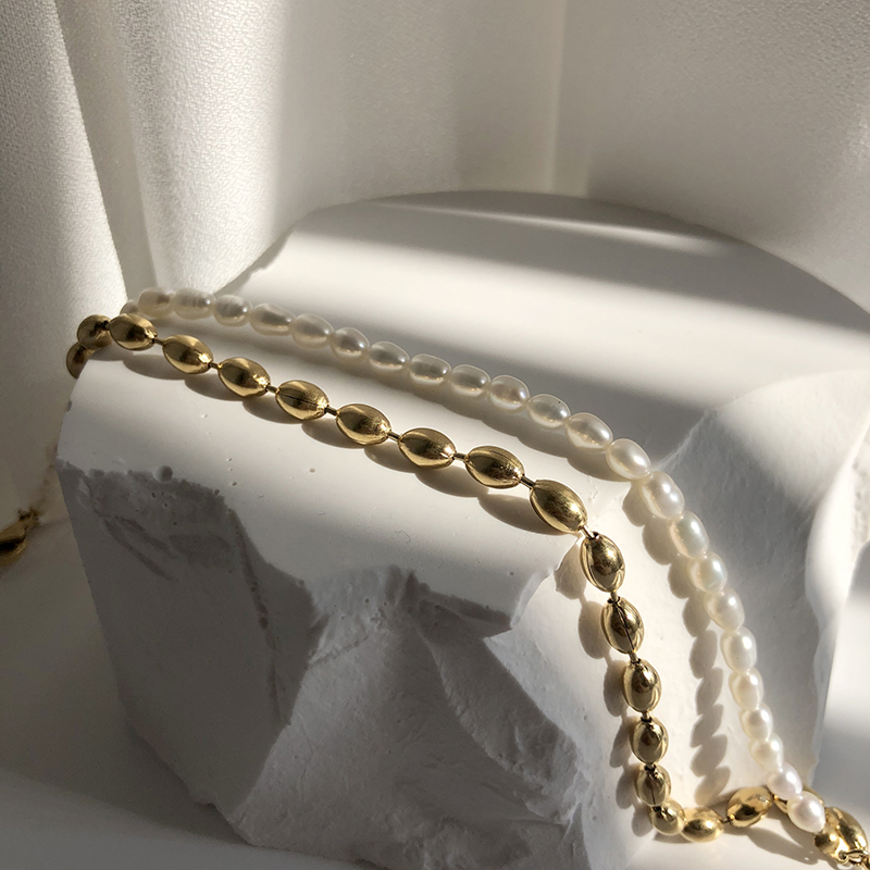 Collier-de-Perles-promenales-en-Acier-Inoxydable-Plaqu-Or-pour-Femme-Perle-d-Eau-Douce-Bijoux
