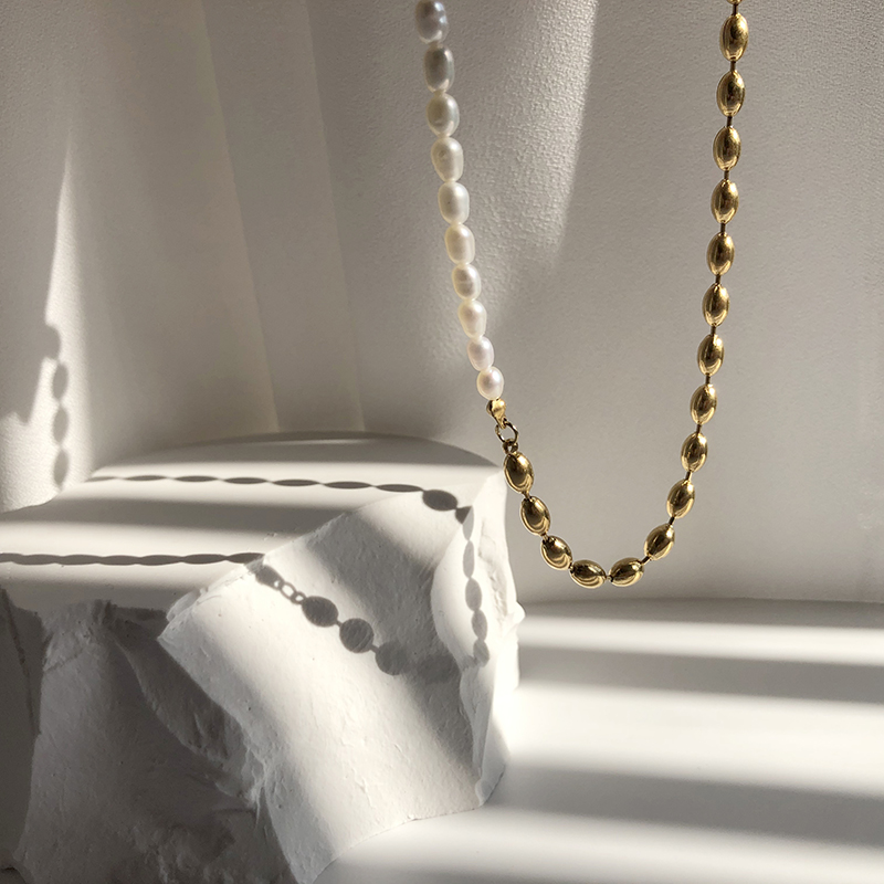 Collier-de-Perles-promenales-en-Acier-Inoxydable-Plaqu-Or-pour-Femme-Perle-d-Eau-Douce-Bijoux