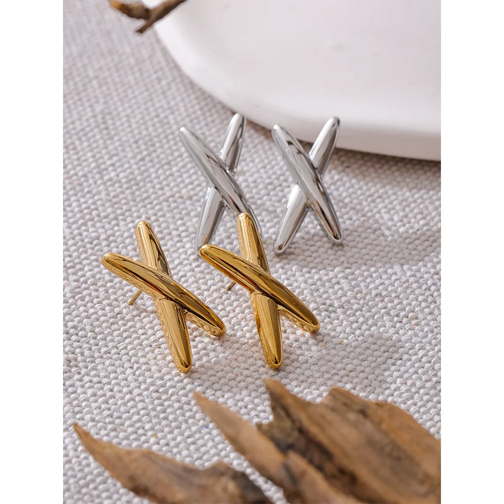 Yhpup-Boucles-d-Oreilles-Minimalistes-en-Acier-Inoxydable-pour-Femme-M-tal-Textur-Vert-Rouill-Mode