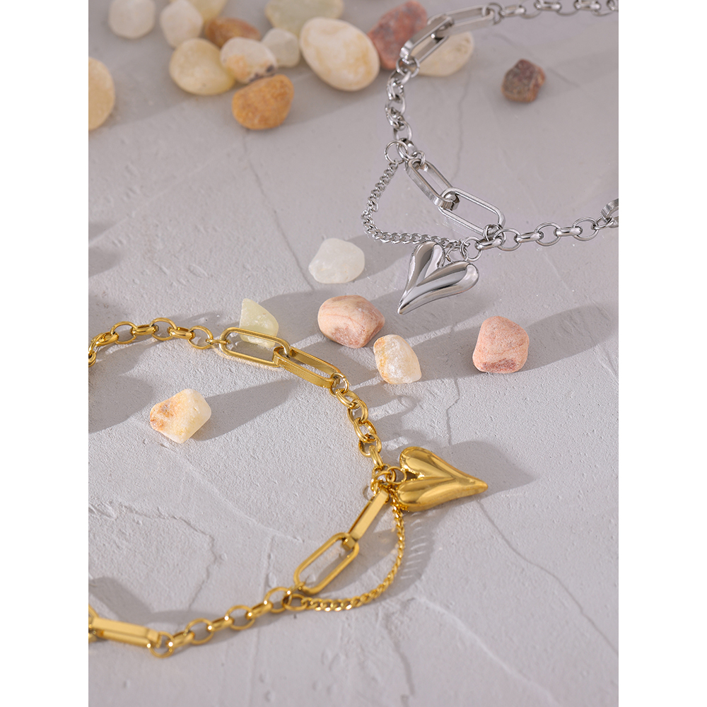 Yhpup-Bracelet-en-forme-de-c-ur-bijou-tendance-Double-couche-en-acier-inoxydable-Texture-m