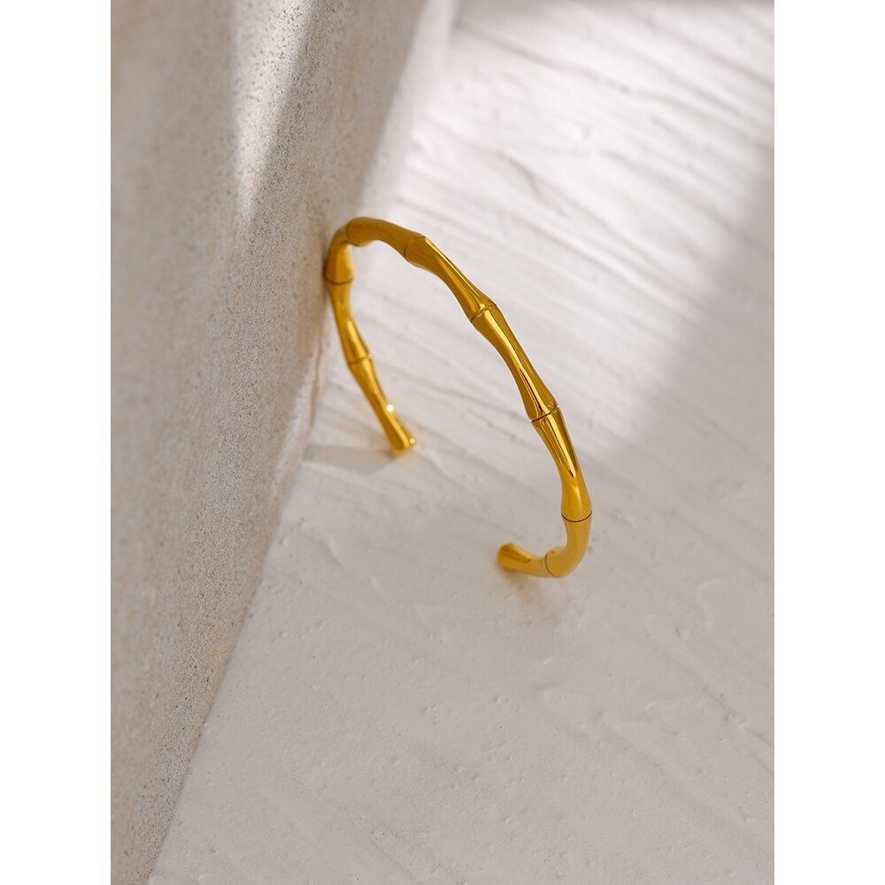Yhpup-Bracelet-Manchette-Bambou-en-Acier-Inoxydable-pour-Femme-Breloque-Plaqu-Or-18K-M-tal-Imperm