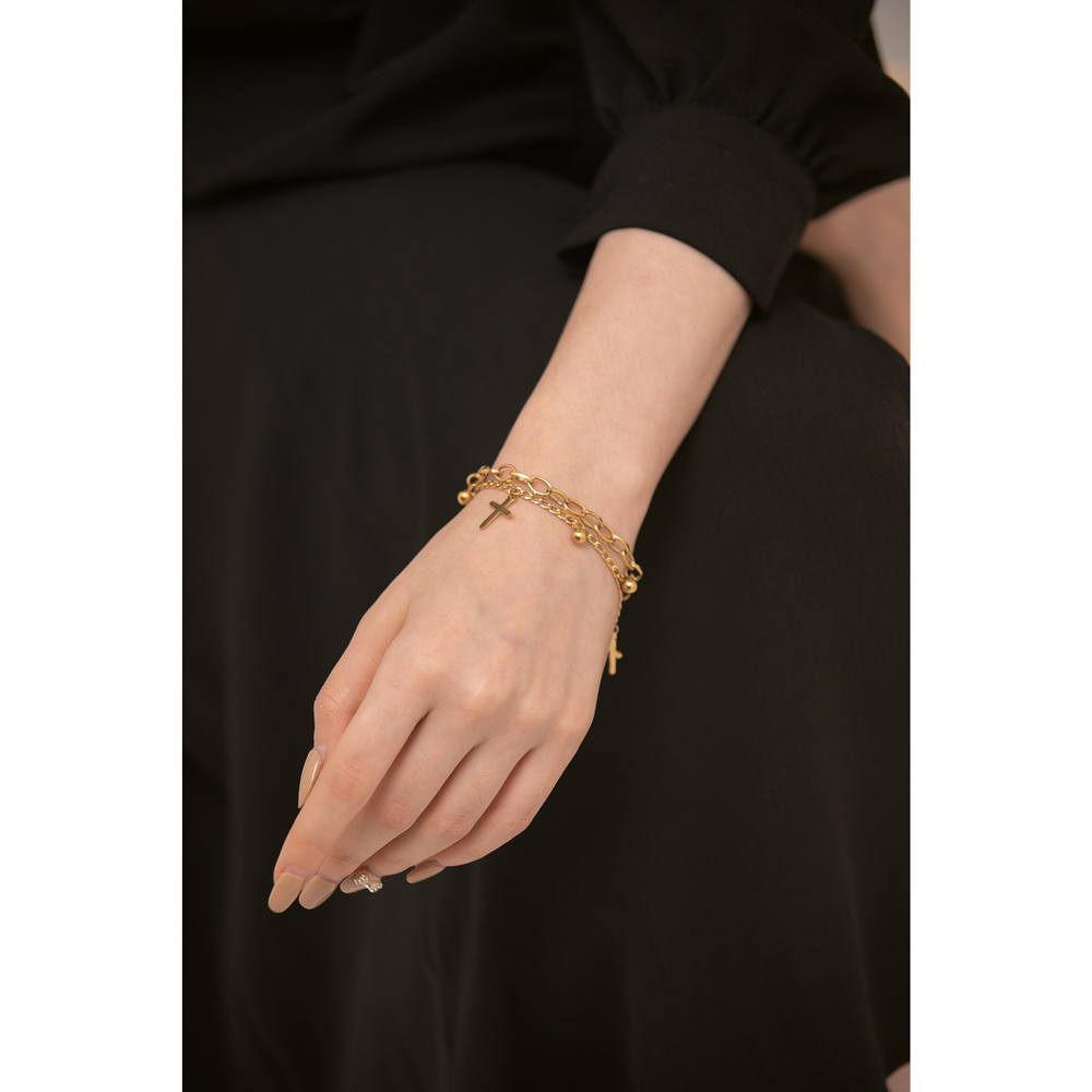 Yhpup-Bracelet-crois-en-acier-inoxydable-pour-femmes-breloque-en-m-tal-plaqu-or-14-K