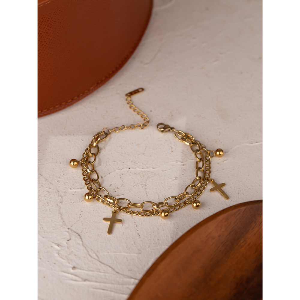 Yhpup-Bracelet-crois-en-acier-inoxydable-pour-femmes-breloque-en-m-tal-plaqu-or-14-K