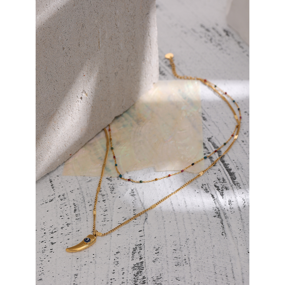 Yhpup-collier-pendentif-cornes-en-acier-inoxydable-mail-color-exquis-Double-couche-bijoux-de-temp-rament
