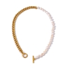 Yhpup-Collier-Cubain-en-Perles-ChimNatural-Bijoux-en-Acier-Inoxydable-M-tal-Or-Plaqu-18-K