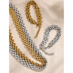 Yhpup-collier-et-Bracelet-en-acier-inoxydable-plaqu-or-18K-cha-ne-cubaine-ensemble-de-bijoux