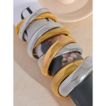 Yhpup-Bracelet-Punk-tanche-en-Acier-Inoxydable-pour-Femme-Optique-artificiel-astique-M-tal-Plaqu-Or