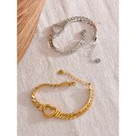 Yhpup-Bracelet-en-Acier-Inoxydable-Cubain-avec-C-ur-d-Amour-Bijoux-tanches-de-Haute-Qualit