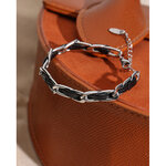 Yhpup-Bracelet-cha-ne-en-cuir-tendance-pour-Femme-Bijoux-en-acier-inoxydable-et-m-tal