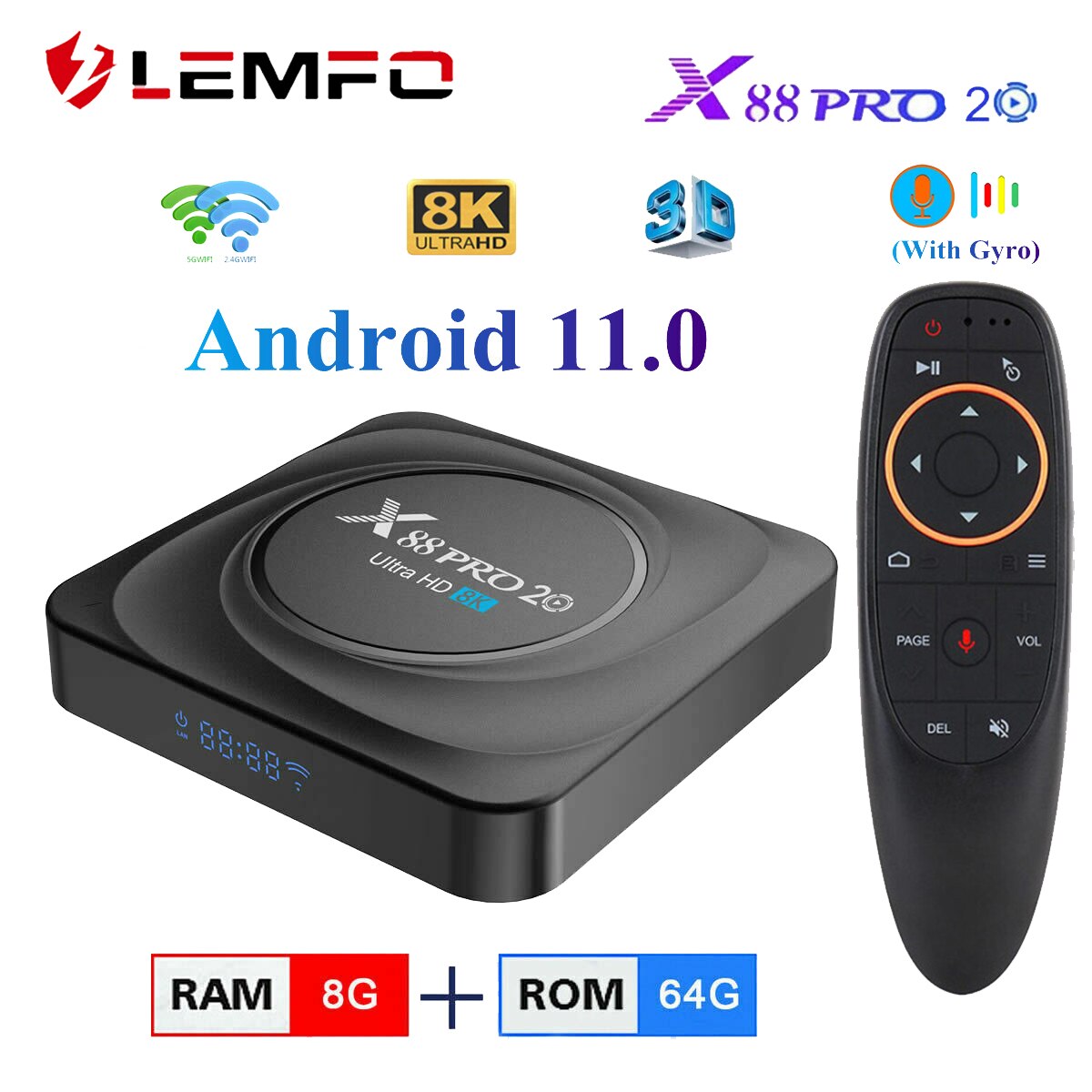 LEMFO-bo-tier-Smart-TV-X88-Pro-20-RK3566-Android-11-8-go-128-go-8K