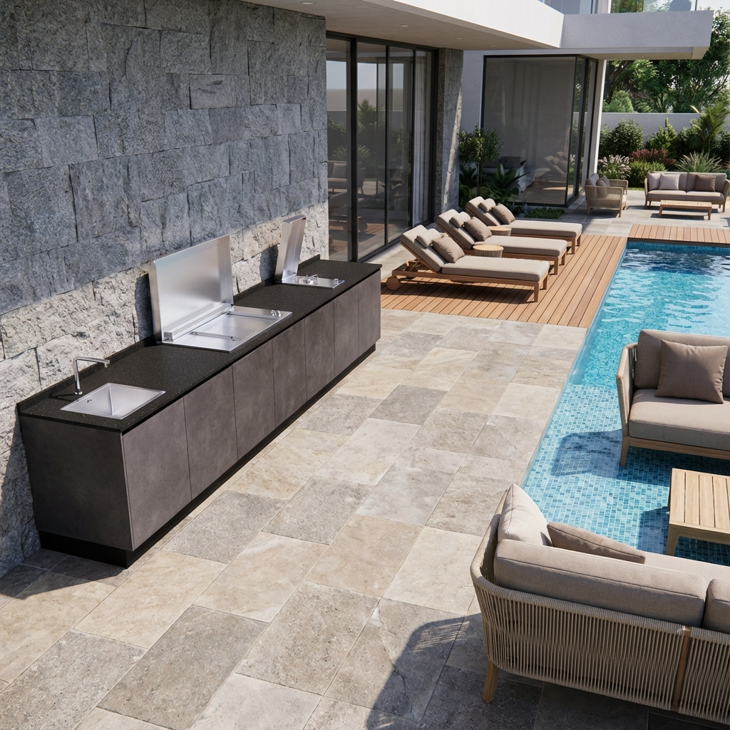 place this exact long linear outdoor kitchen modul 1767893375256