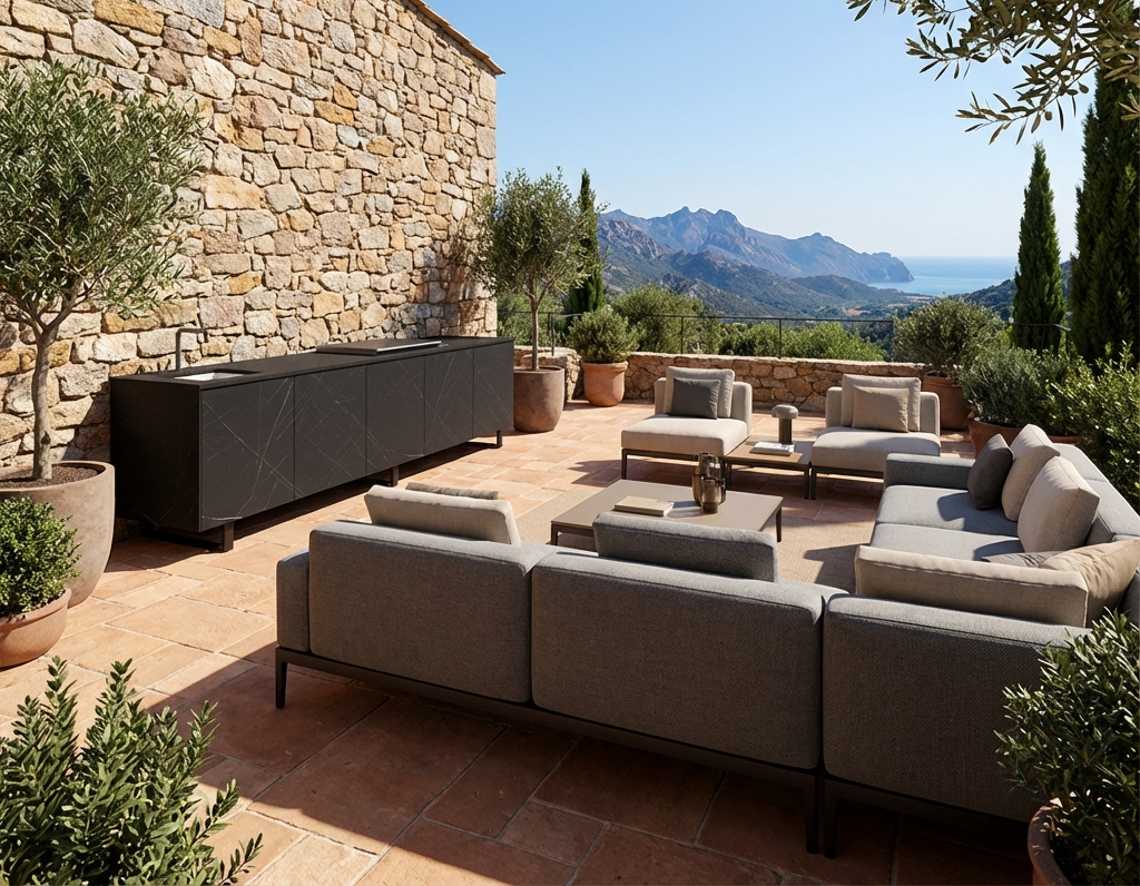place this exact long linear outdoor kitchen modul 1767893359041