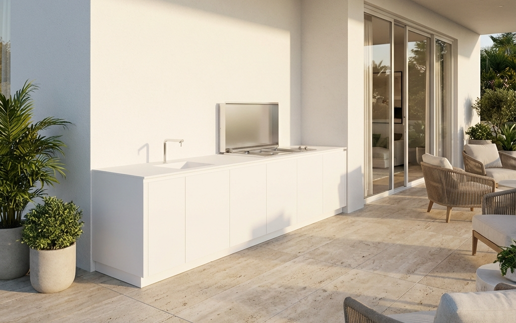 place this exact long linear outdoor kitchen modul 1767893491001