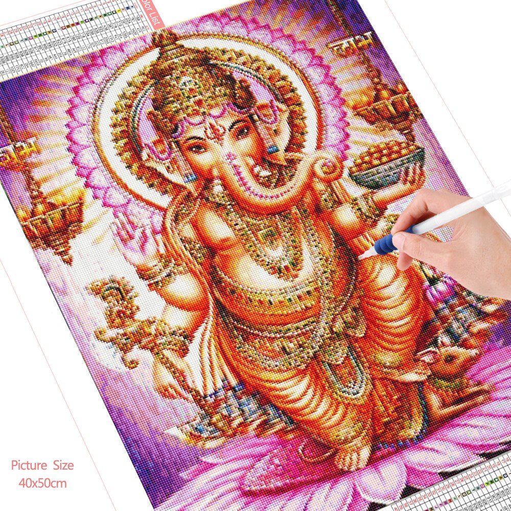 HUACAN-peinture-diamant-5D-mosa-que-d-l-phant-dieu-animaux-Ganesha-broderie-de-Religion-d