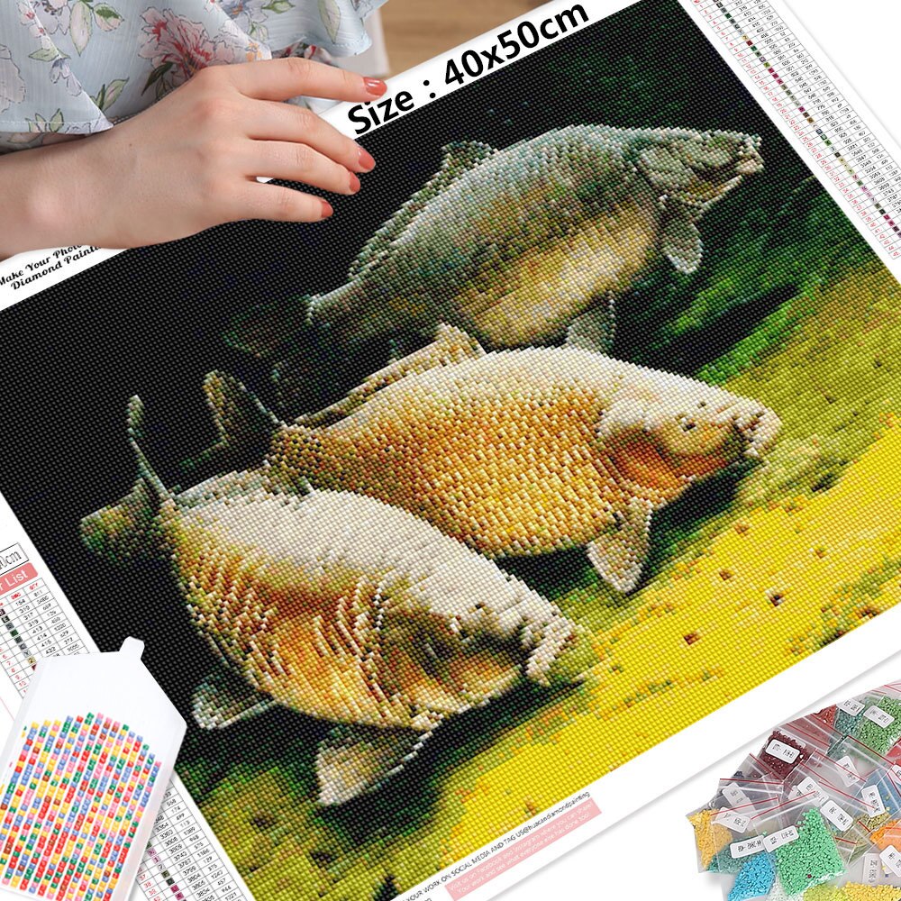 HUACAN-peinture-diamant-th-me-poisson-Kit-de-broderie-5D-mosa-que-d-animaux-faire-soi