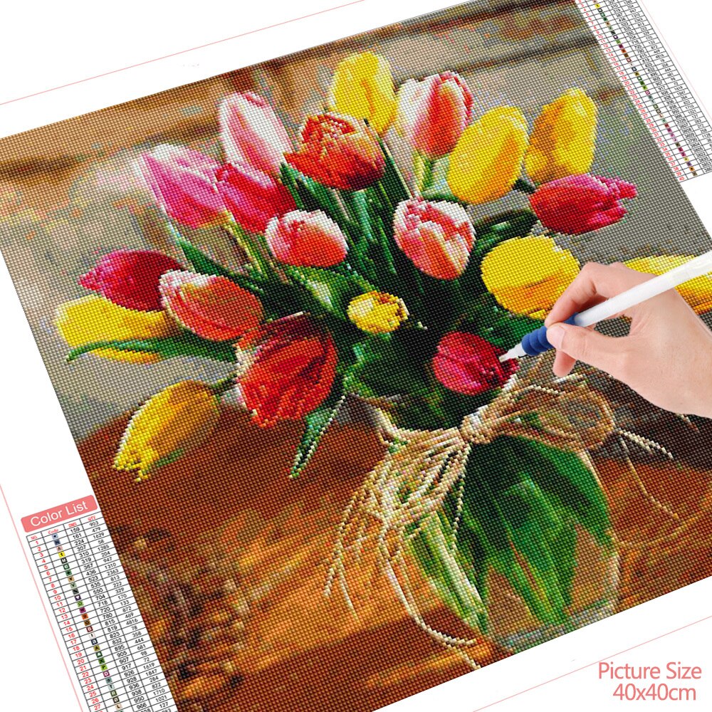 HUACAN-peinture-diamant-tulipe-point-de-croix-d-coration-murale-broderie-mosa-que-Kits-de-fleurs