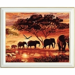 broderie-diamant-éléphant-savane