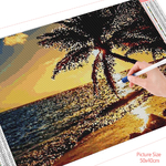 HUACAN-peinture-diamant-autocollant-mural-broderie-paysage-de-coucher-de-soleil-bord-de-mer-mosa-que