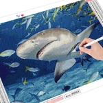 HUACAN-peinture-diamant-th-me-requin-broderie-5D-faire-soi-m-me-images-d-animaux-strass