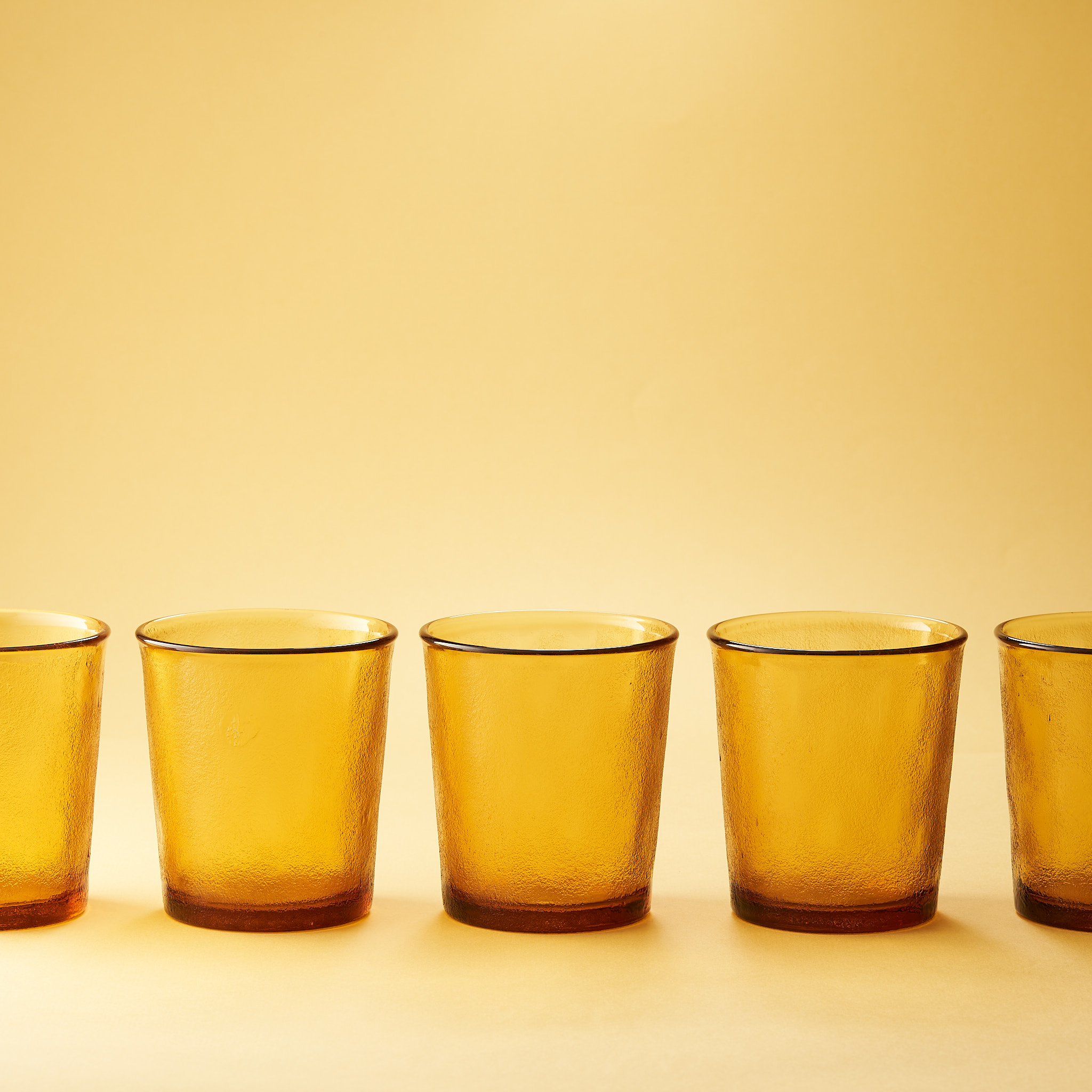 Lot De 6 Verres à Facettes Ambrés Vereco - Vintage - État Superbe
