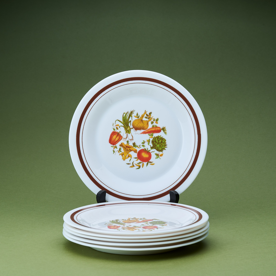 Lot De 6 Petites Assiettes Plates Arcopal France – Vintage Esso, Diamètre 19.5 Cm