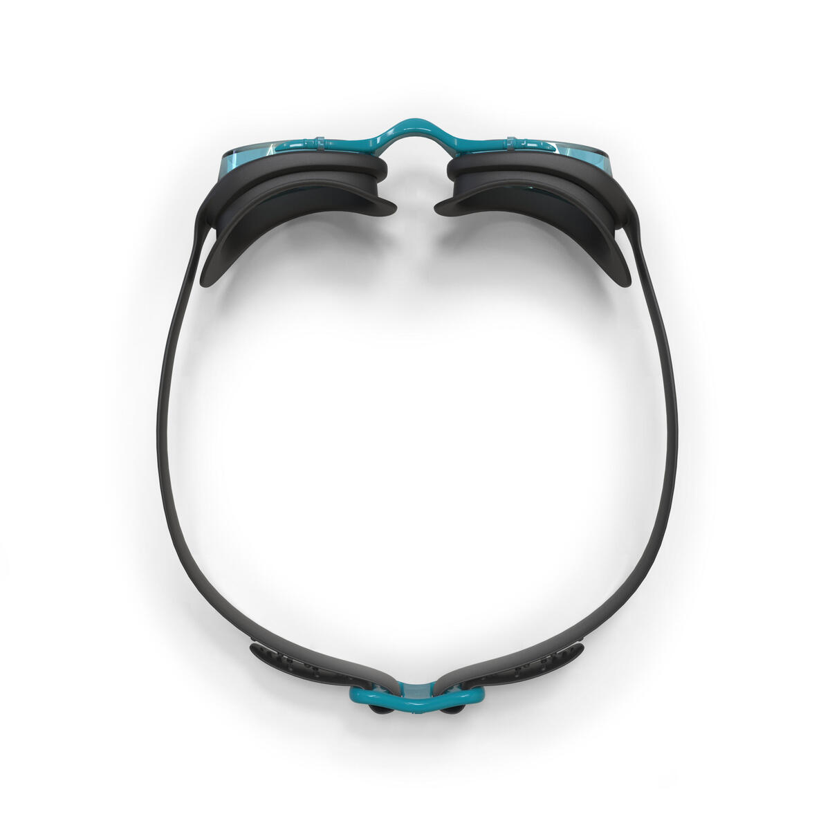 Lunettes de natation Xbase vues du dessus, courbure de la sangle et des joints