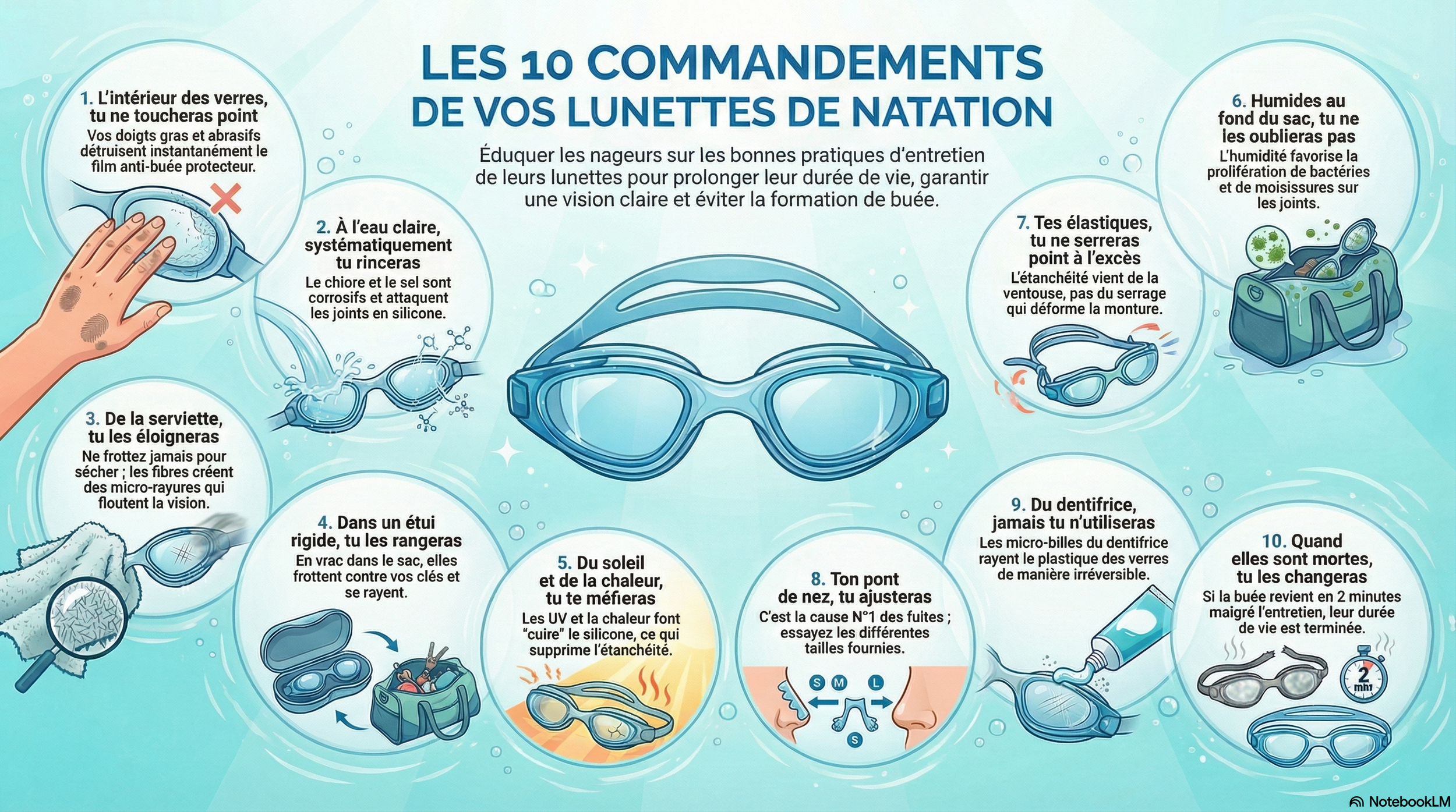 les 10 commandements de tes lunettes de natation