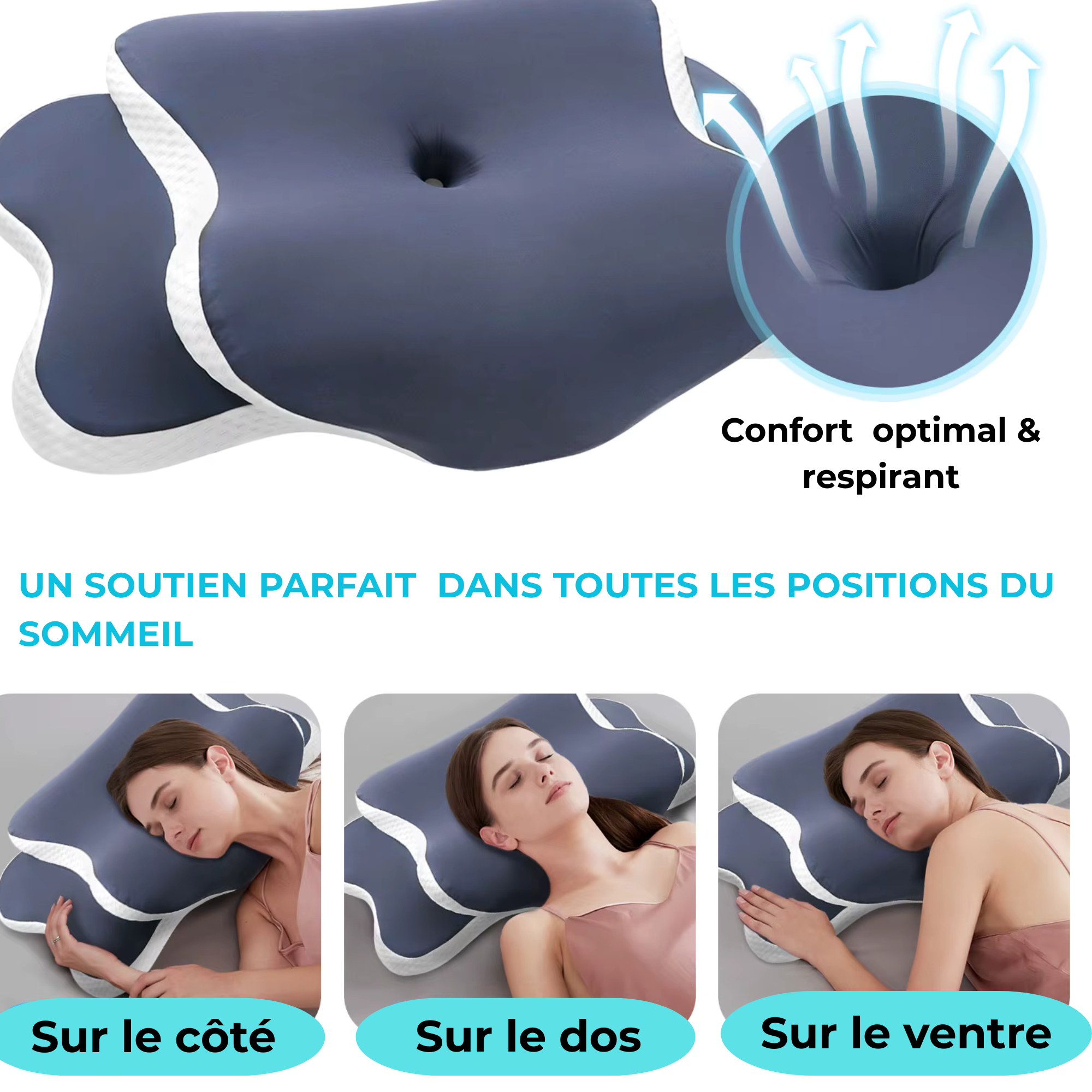 Oreiller à mémoire de forme ergonomique