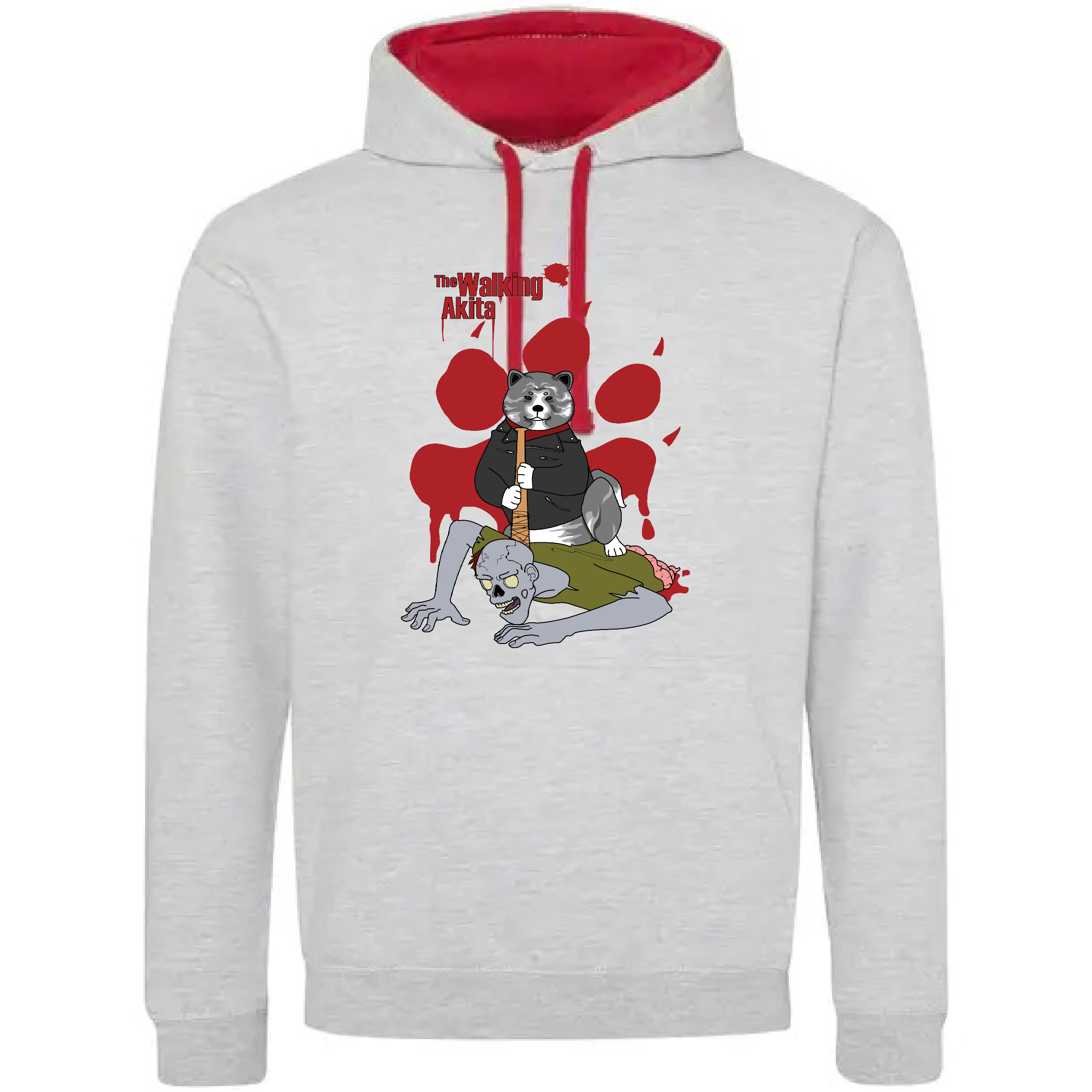 Hoodie THE WALKING AKITA gris
