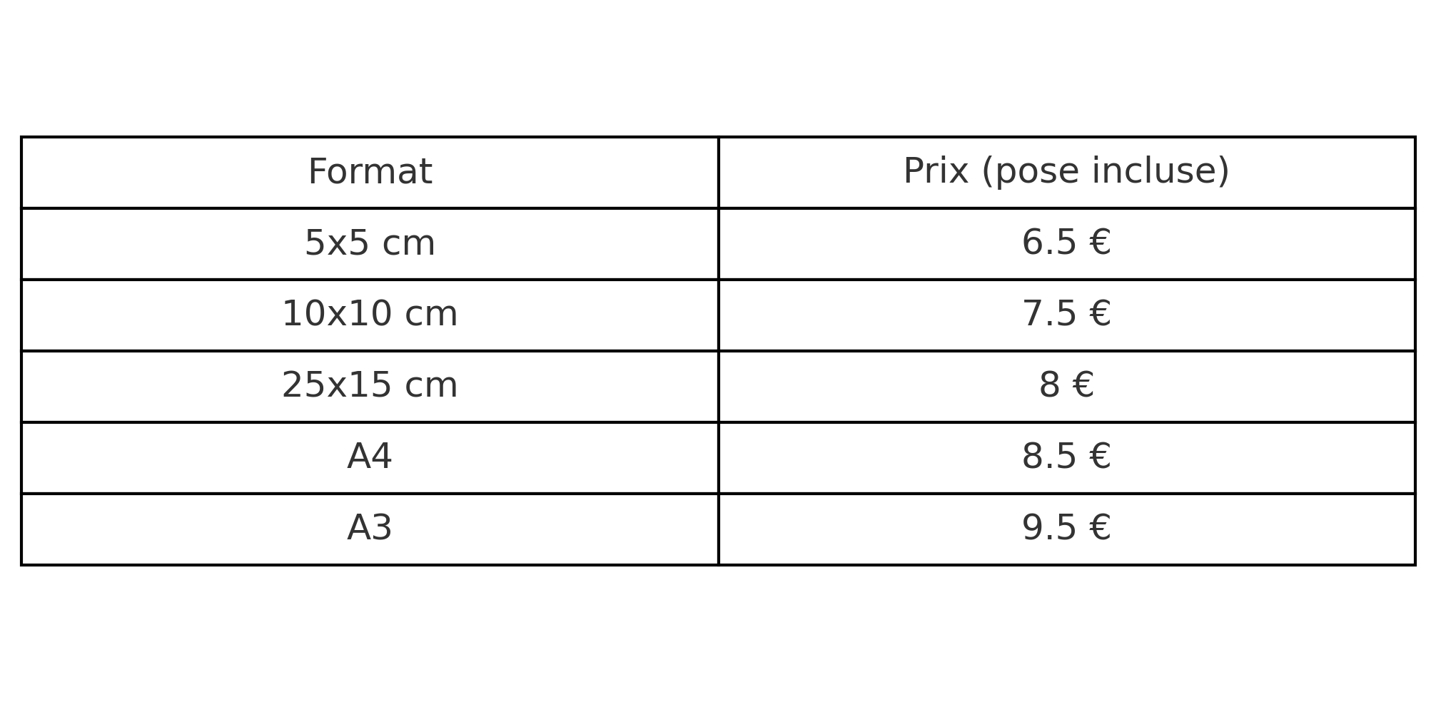 tableau dtf pose par nos soins lignes