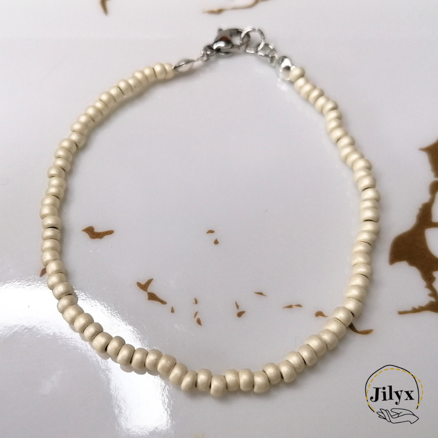 Bracelet en perles argenté marbre
