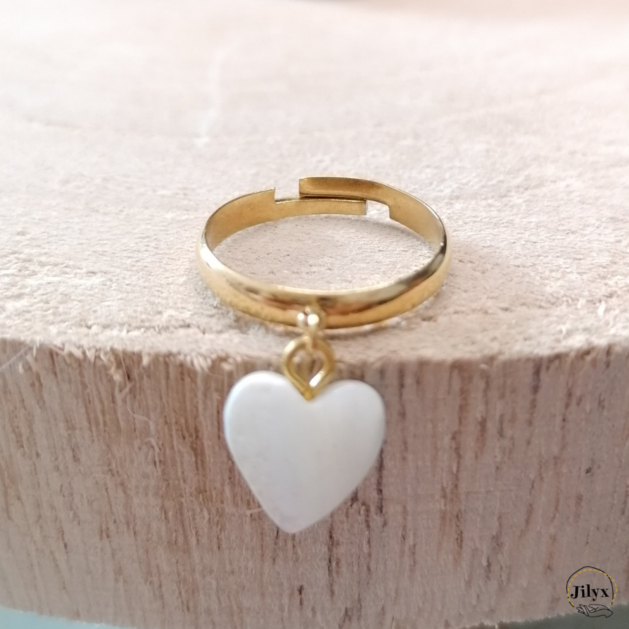 Bague dorée 3mm coeur bois