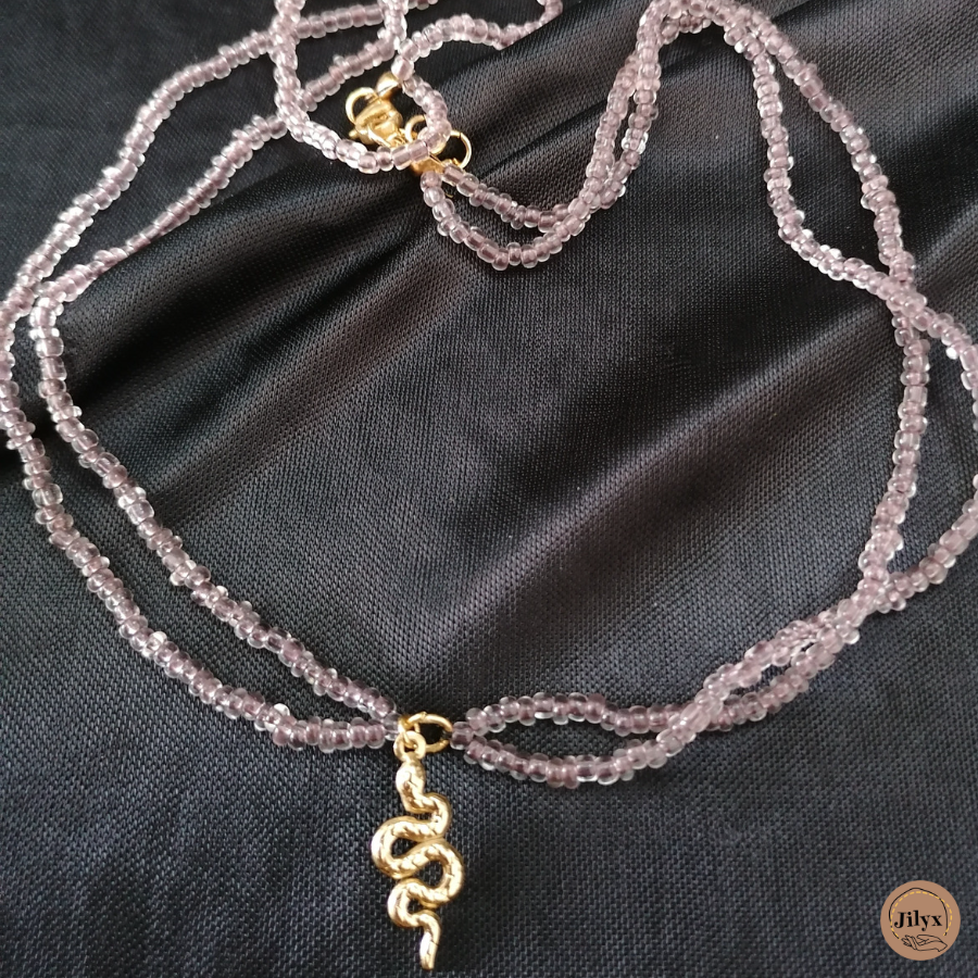 collier serpent marron satin