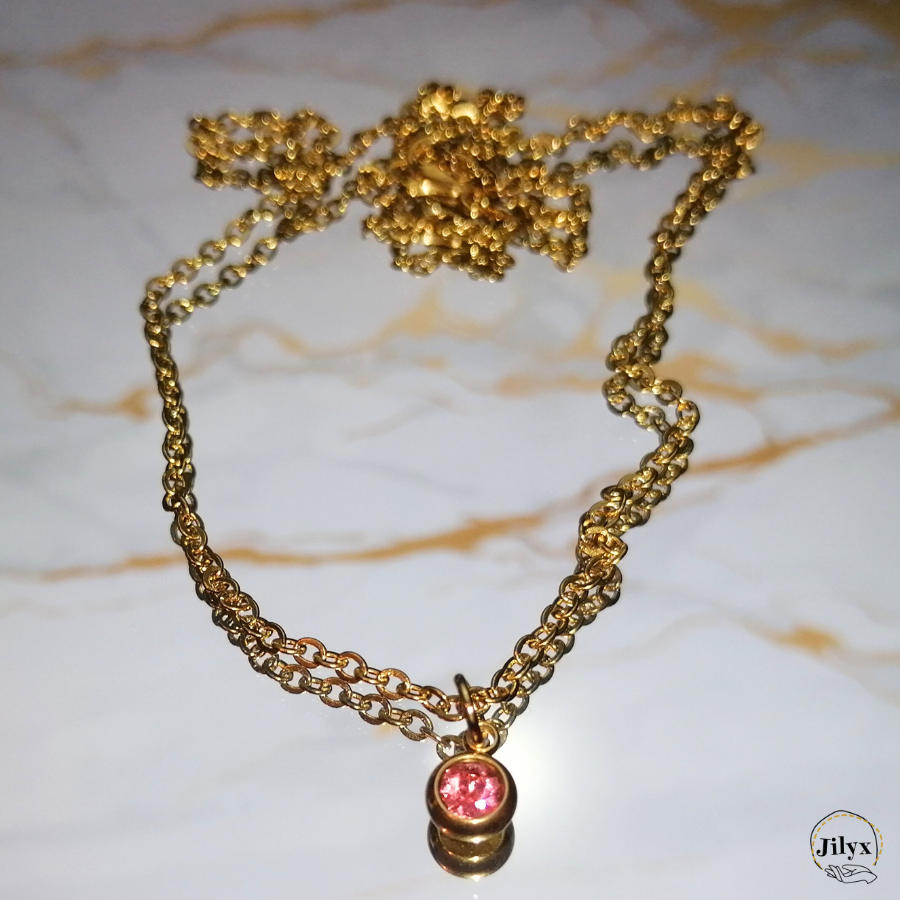 Collier rose gold avec pendentif strass marbre