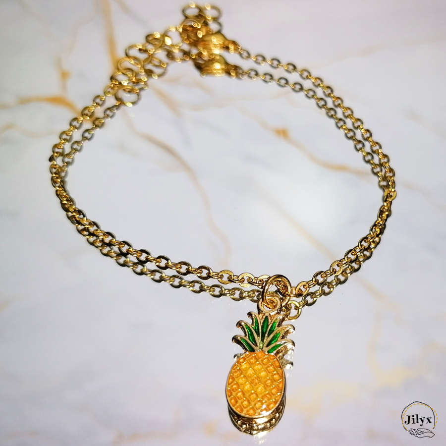 Bracelet doré ananas marbre