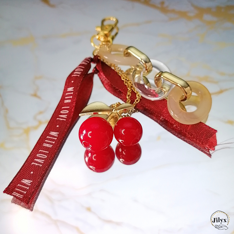 Porte clef cerise marbre