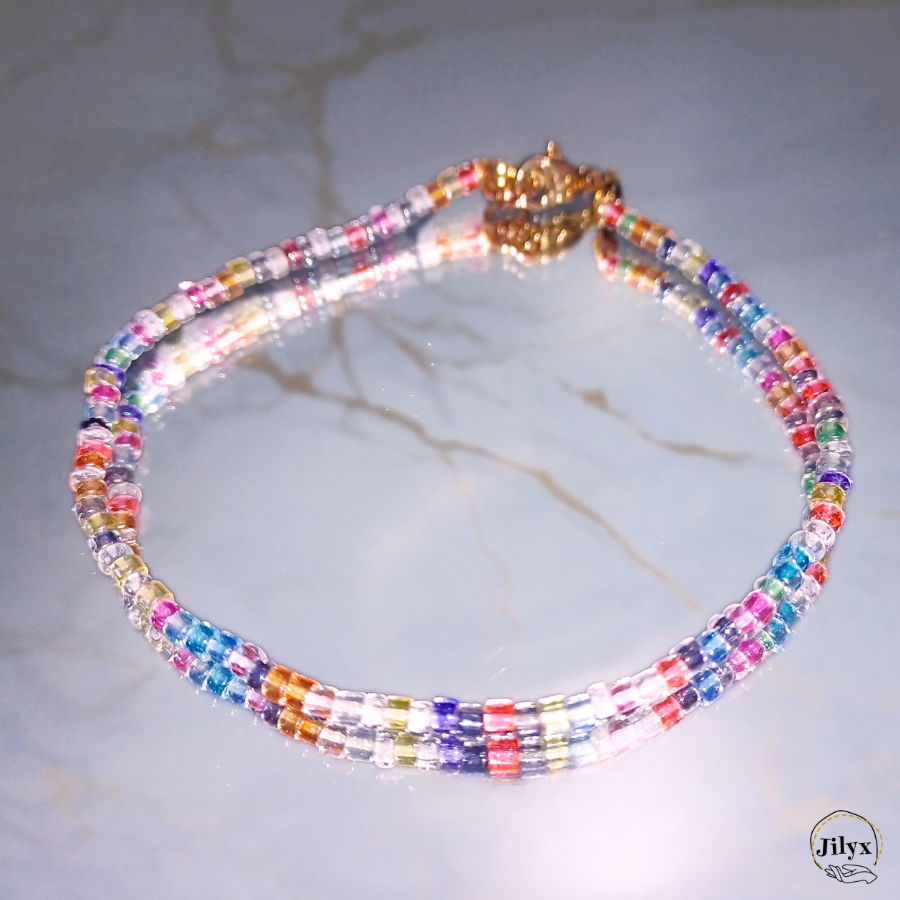 Bracelet perles multicouleur marbre