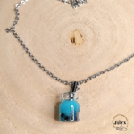 Collier avec pendentif bubble tea bleu bois