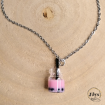 Collier avec pendentif bubble tea rose bois