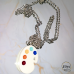 Collier chaine argentée pendentif palette de peintre marbre