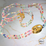 Collier perles multi couleur maille marbre