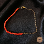 Bracelet bi matière doré orange satin