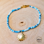 Bracelet fleur bleu bois