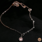 Collier argenté avec pendentif strass rose gold satin