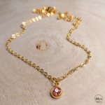 Collier rose gold avec pendentif strass bois