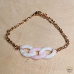 Bracelet chaine grosse maille double chaine rose bois