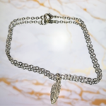Bracelet pendentif plume argenté marbre