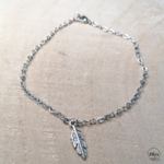 Bracelet pendentif plume argent bois