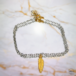 Bracelet pendentif plume argent et doré marbre